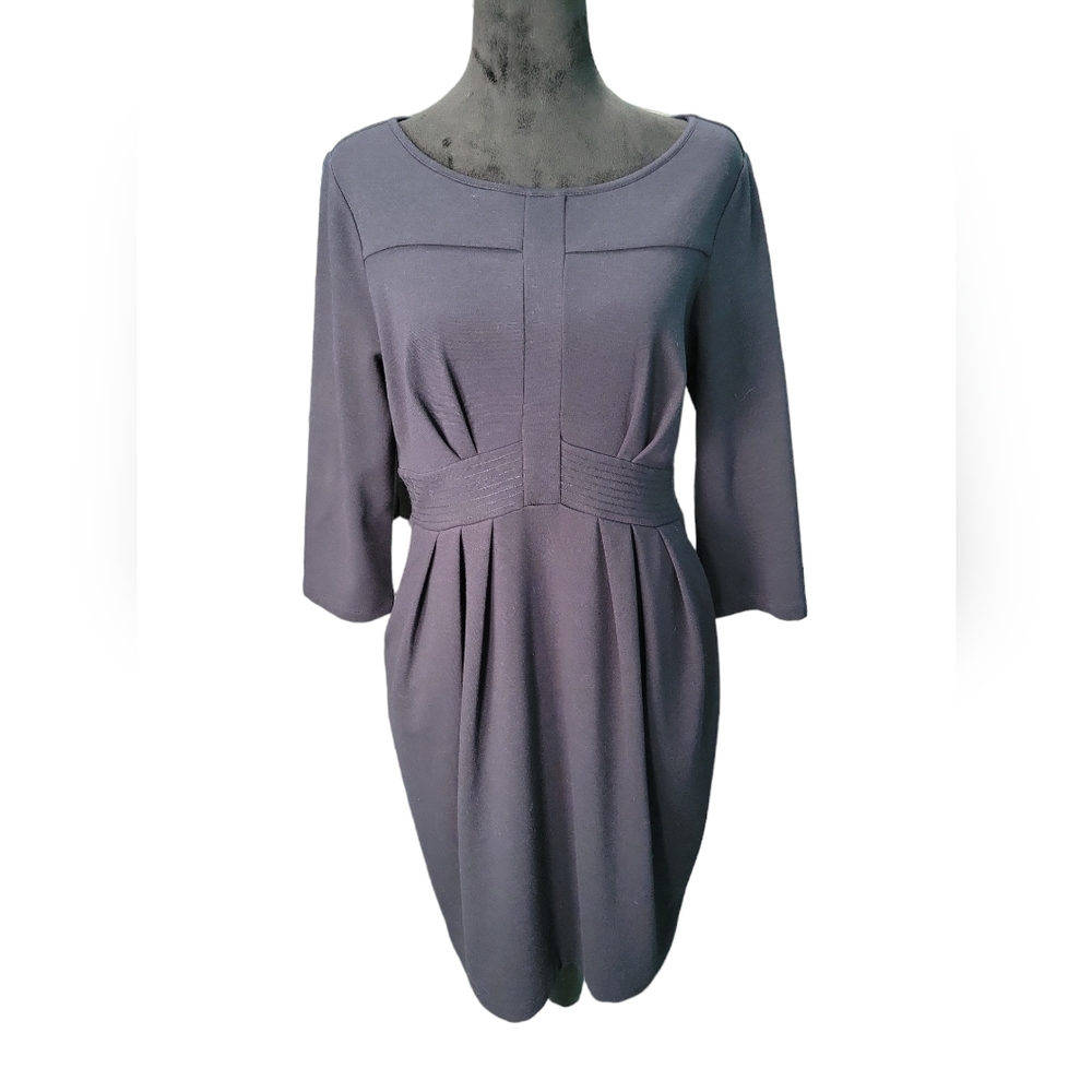 To The Max Little Black Dress 3/4 Sleeve Stretch Ponte Knit w/ Pockets, Size M